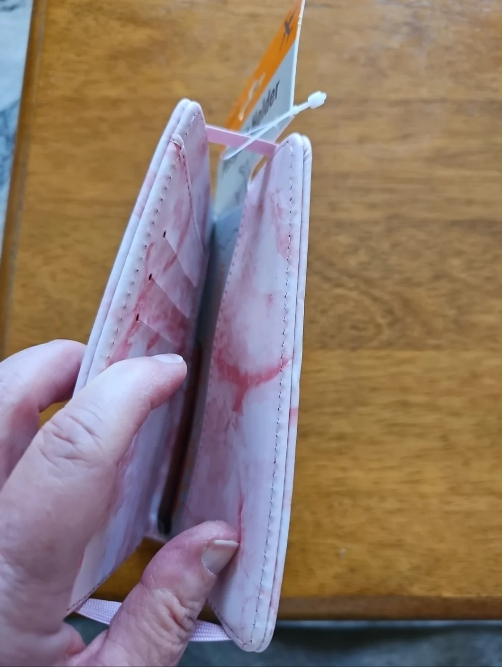 New Pink Marble Passport Holder with Gold Accent - Picture 3 of 3